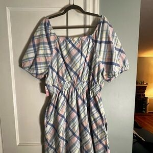 Gymboree Adult preppy off the shoulders plaid dress NWT